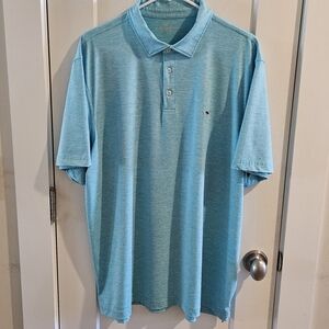 Vineyard Vines On-The-Go OTG Sankaty Polo Shirt - Textured Aqua Blue - Size XL